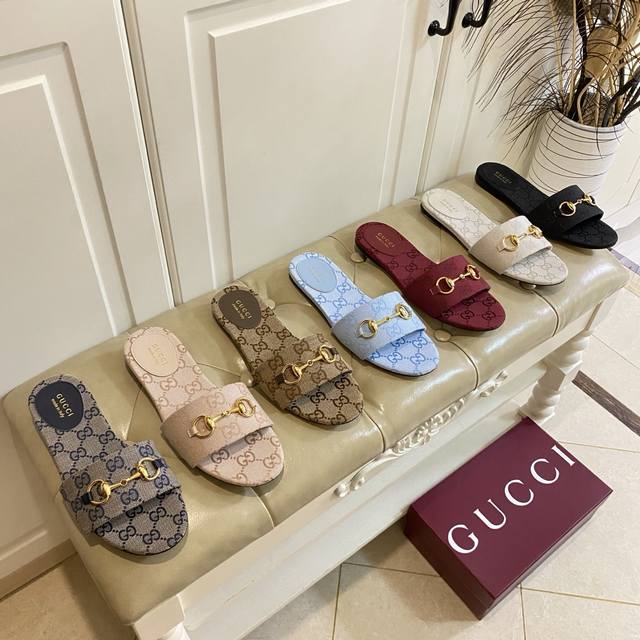 factory price P, Gucci new slippers, jacquard Gg canvas surface, sheepskin linin