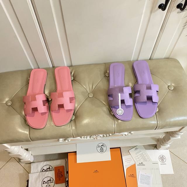 Factory price P, Hermes classic H slippers high-end series, cowhide surface, she
