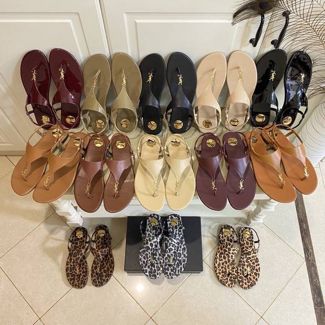 Factory price Pp rubber sole, leather sole, top version, Ysl Saint Laurent thong