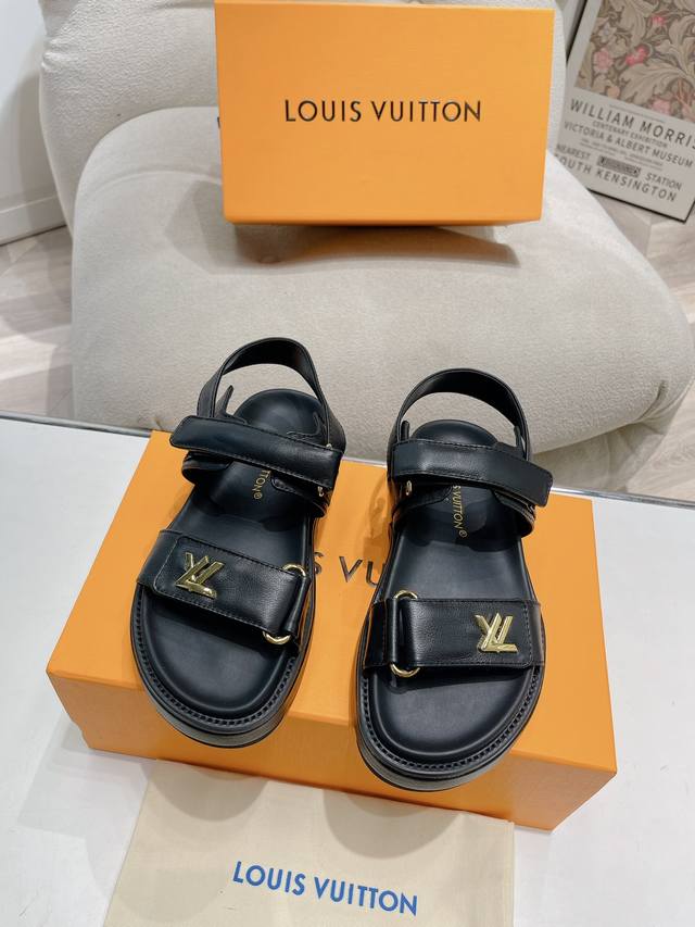 Thick sole Louis Vuitton new sandal Flat sandal with exquisite raffia upper, res