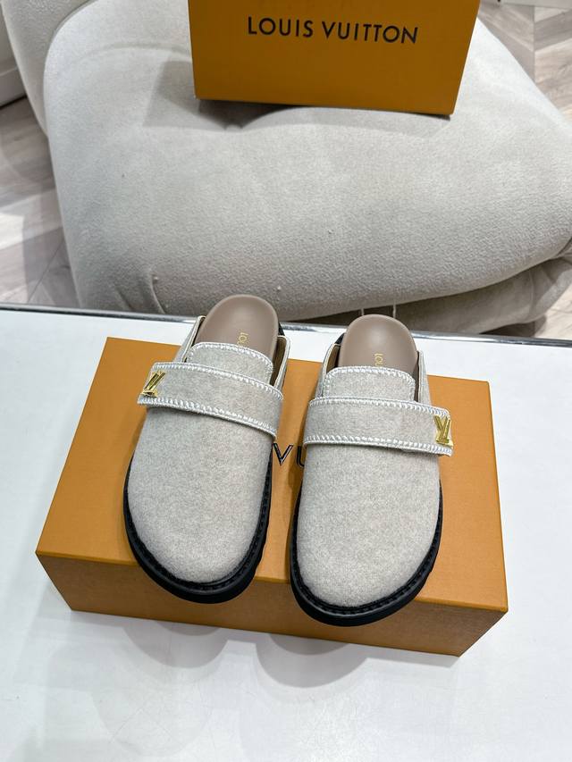 New Winterbreak Comfert Flat Slippers with Lv letters and Monogram floral patter