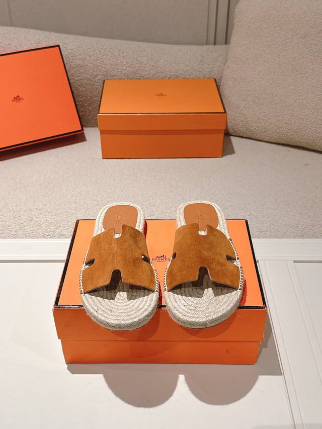 Hermes #Men's size only The latest Antigua straw slippers for spring and summer,