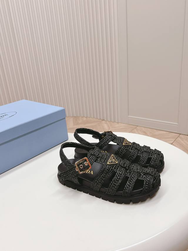latest series! Prada Spring and Summer new sandal series classic triangle buckl