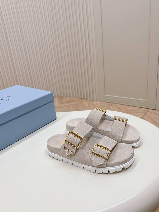latest series! Prada Prada spring and summer new sandals double-breasted slippe