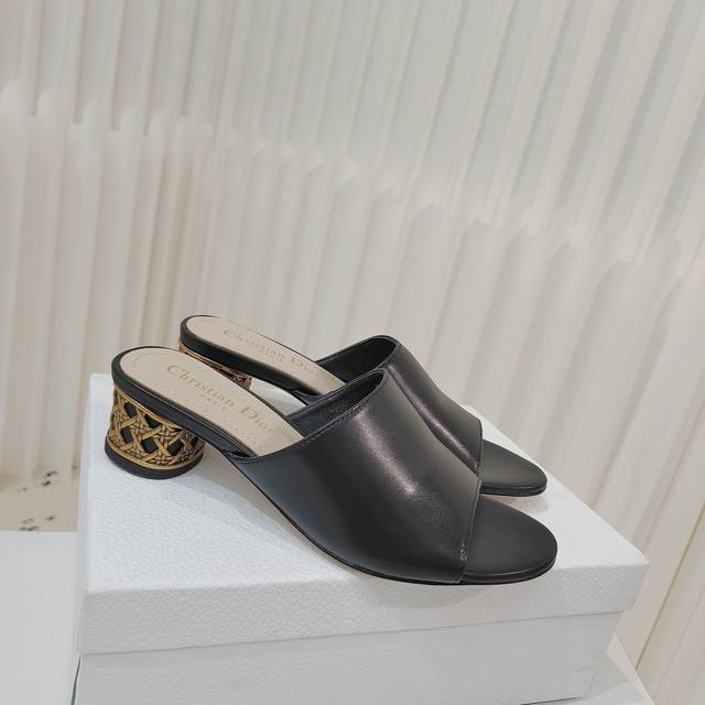 Factory Price Pp Dior Autumn Full Leather Round Heel Medium and High Heel Flip F