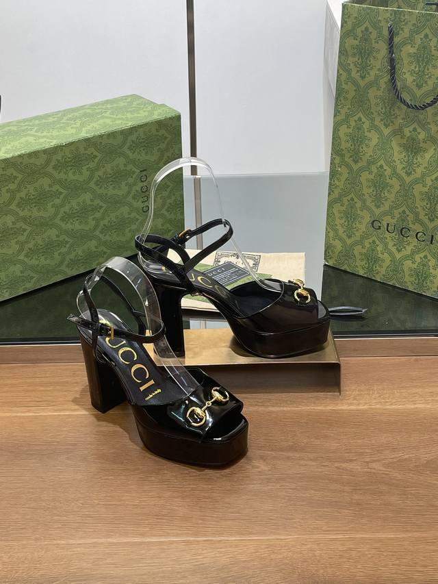 GUCCI high-end boutique SS early spring high-heeled waterproof platform sandals,