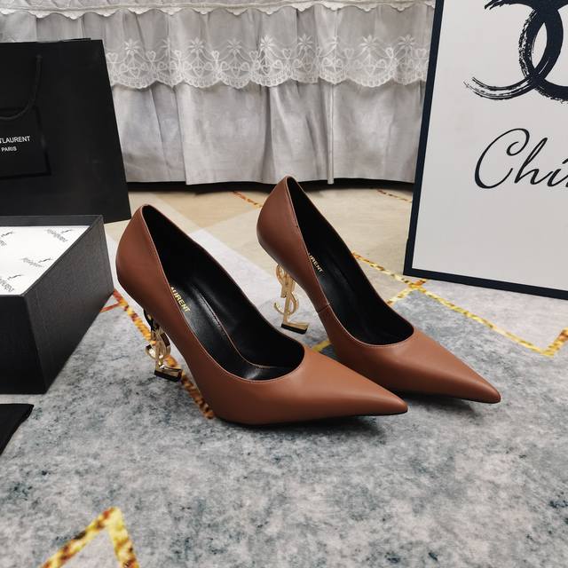 New Ysl top high version Paris catwalk model Classic Logo letter heel high heel