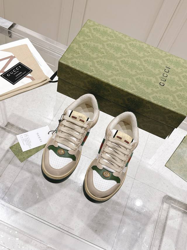 Male 10 Couple's Style Gucci Gucci Classic G Rhinestone Dirty Shoes Old Dirty Sh