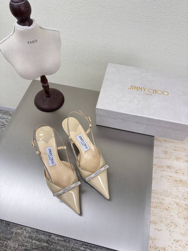 Simple webbing logo hollow back shoes 25 Accessories series Jimmychoo Collins St