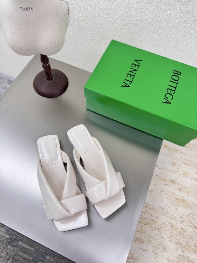 Bv Riva women's Muller slippers series flat bottom handmade off-white This class