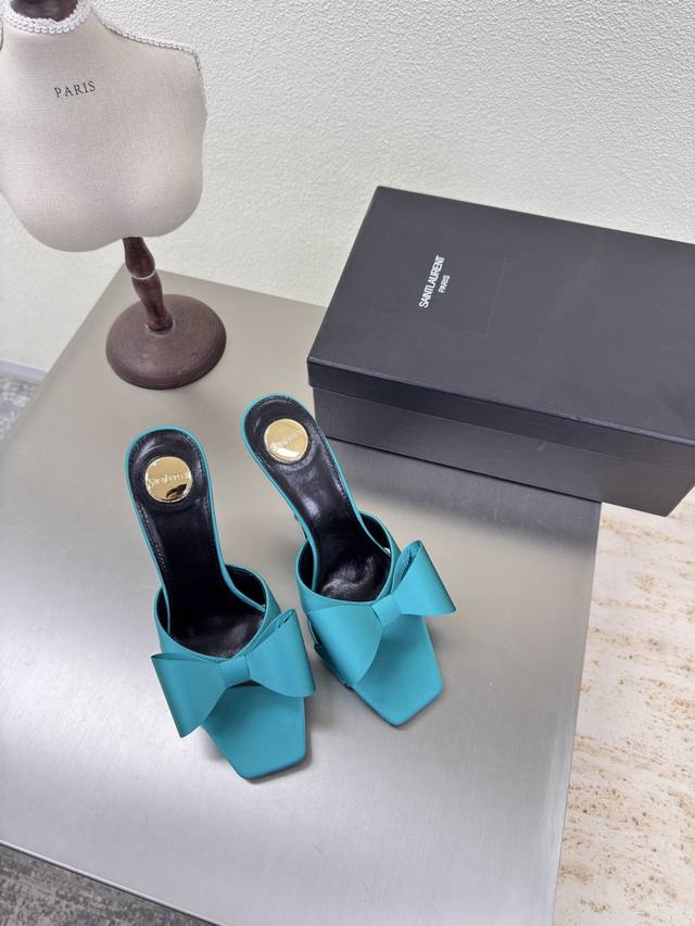 Bowknot Ysl high-heeled cross-strap slippers, classic for export Yvette Saint La