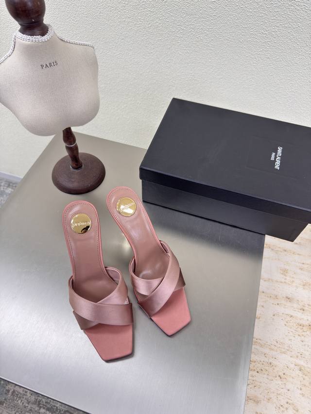 Ysl high-heeled cross-strap slippers, a classic for export Yvette Saint Laurent