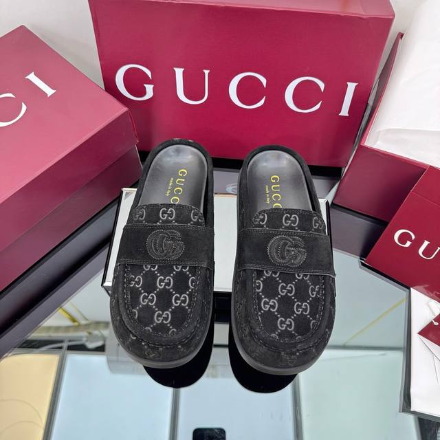 Factory price Pp 2025 new thick-soled Gucci interlocking embroidered big G horiz