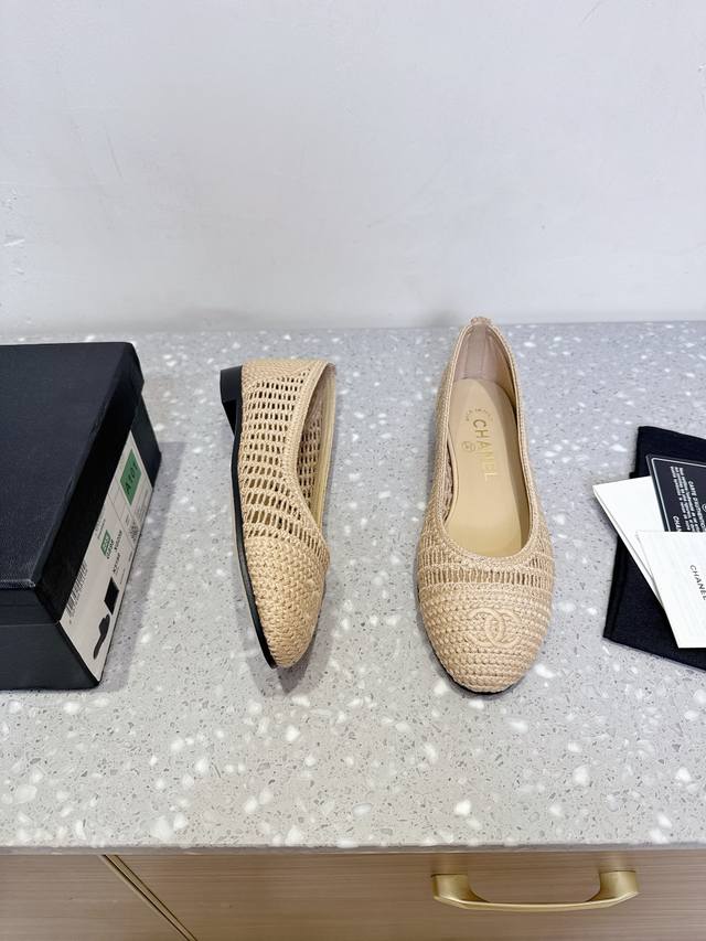 Chanel 25Ss spring and summer new woven ballet flats single shoes Timeless class