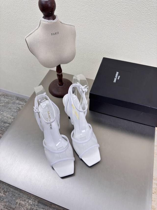 Roman lace mesh Ysl high-heeled sandals for export classic Yvette Saint Laurent