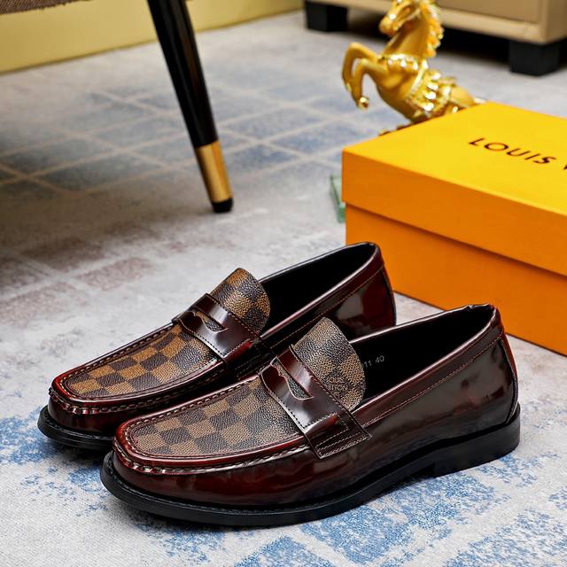 Factory P price Louis Vuitton new men's casual business leather shoes are copie