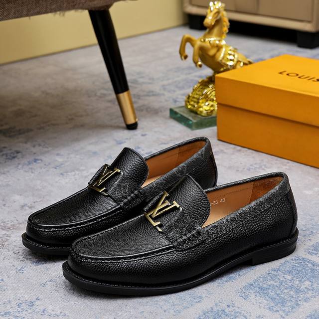 Factory P price Louis Vuitton new men's casual business leather shoes are copie