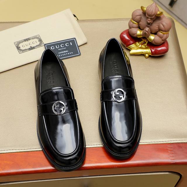 Factory P price Gucci official website men's business formal leather shoes upda
