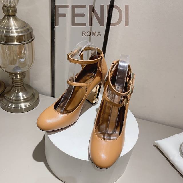 Genuine leather outsole : Delfina round-toe strappy metal heel high heels Delfi