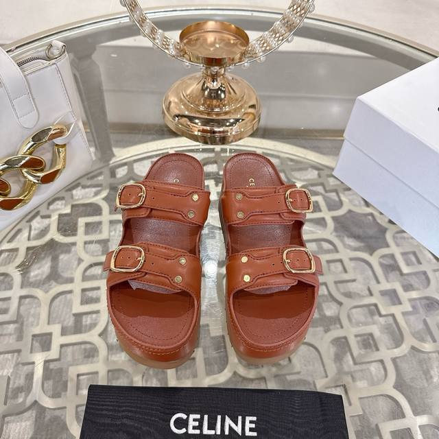 Celine 25Ss Spring and Summer New Roman Thick-soled Arc de Triomphe Slippers Bea