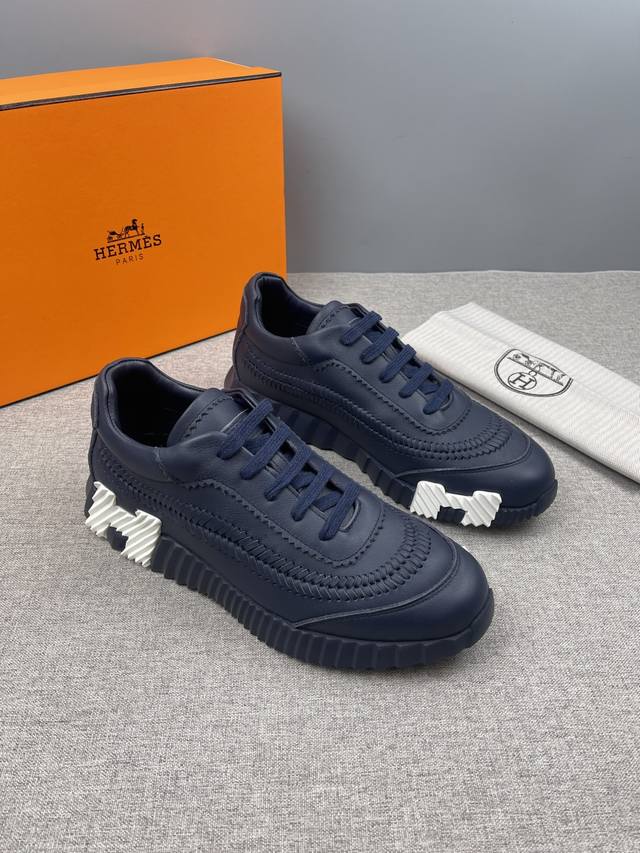 Hermes, men's casual sports shoes, this pair of sports shoes is made of imported