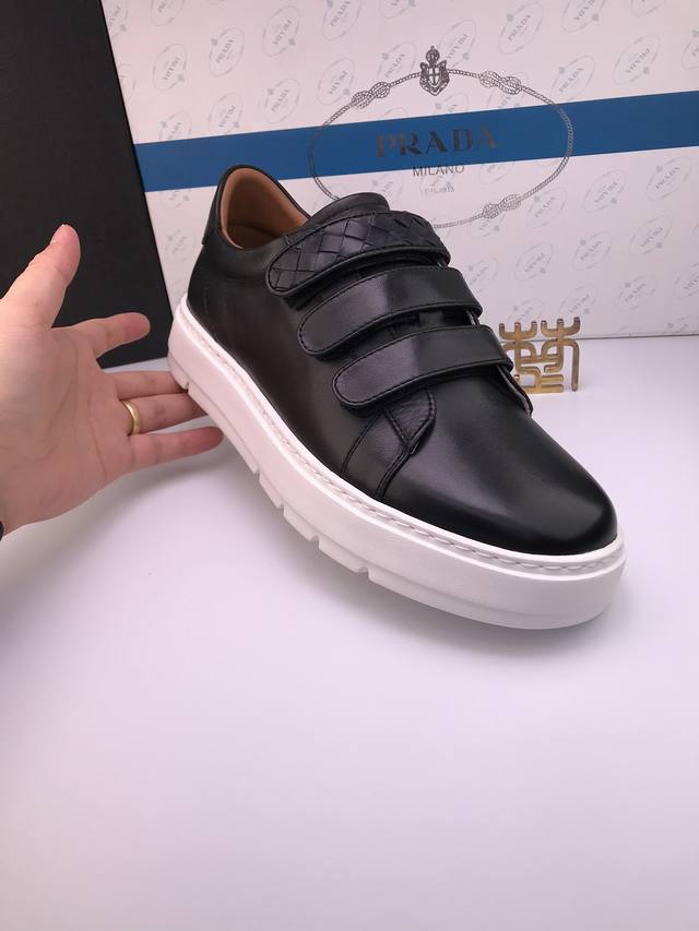 Prad* Nappa cowhide ultra-light white sole high-quality casual shoes Imported Na