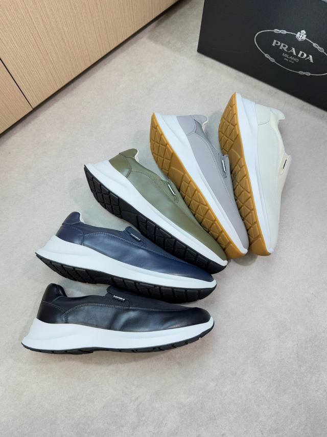 Prada -High-end quality original single slip-on casual sports shoes -Upper: impo