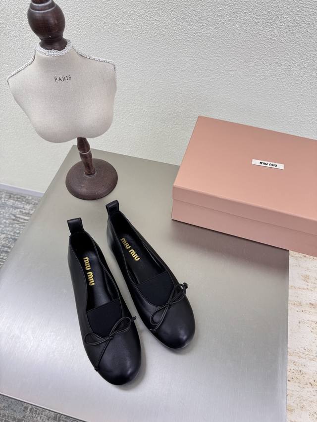 Flat series Miu'miu 25 autumn shoes Comfortable elastic with small bow series B