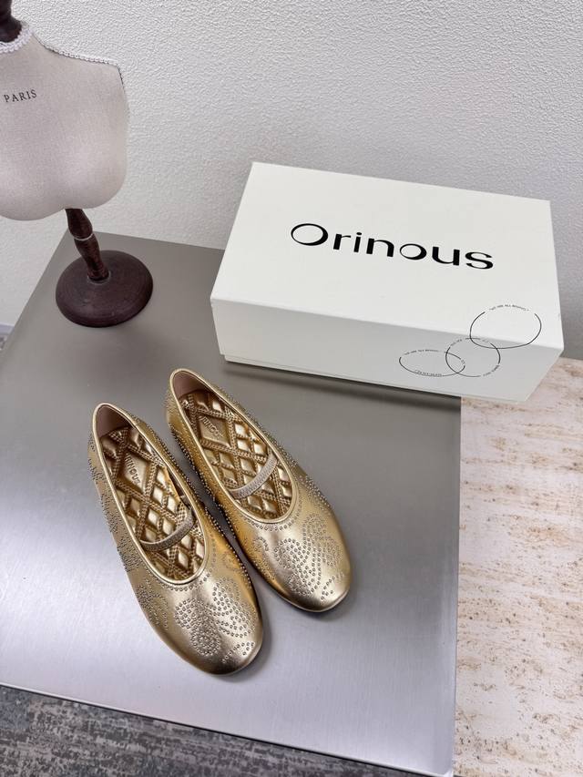 Orinous exquisite rivet pattern flat shoes elegant and naughty exquisite pattern