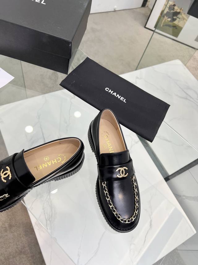 Top version Chanel | Chanel classic color matching double C Loafers single shoes