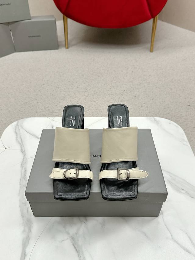 Balenciaga 25Ss New summer high-heeled square-toed flip-flops are fashionable to
