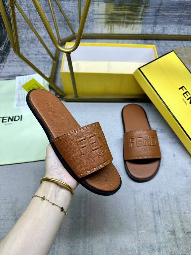 Factory P price women's shoes sports original Fendi latest hit wide strap flat