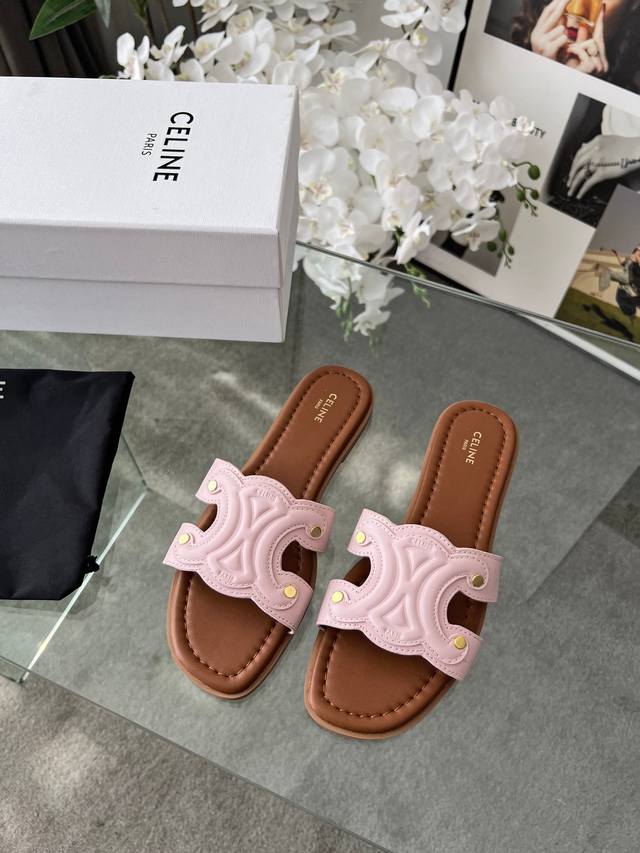 Leather outsole 210 225 Cel*E New summer hit Arc de Triomphe British style flat