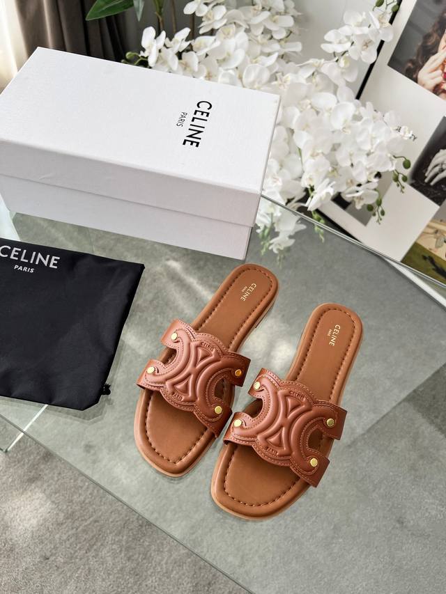 Leather outsole 210 225 Cel*E New summer hit Arc de Triomphe British style flat