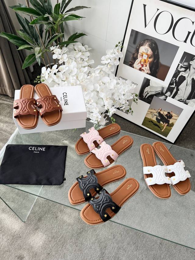 Leather outsole 210 225 Cel*E New summer hit Arc de Triomphe British style flat