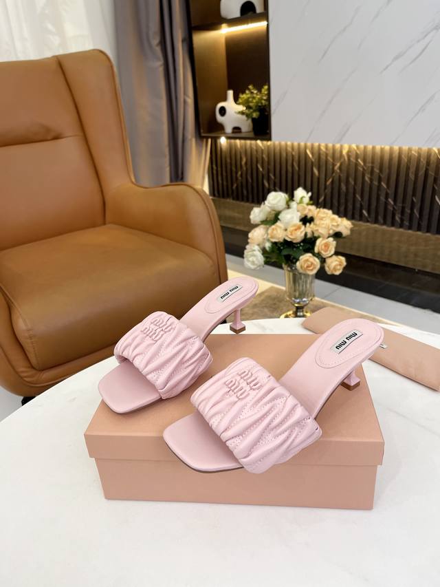genuine leather outsole 220 Miu Miu spring and summer slippers original 1: 1 op