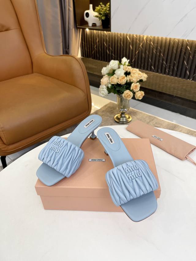 genuine leather outsole 220 Miu Miu spring and summer slippers original 1: 1 op