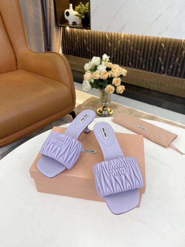 genuine leather outsole 220 Miu Miu spring and summer slippers original 1: 1 op