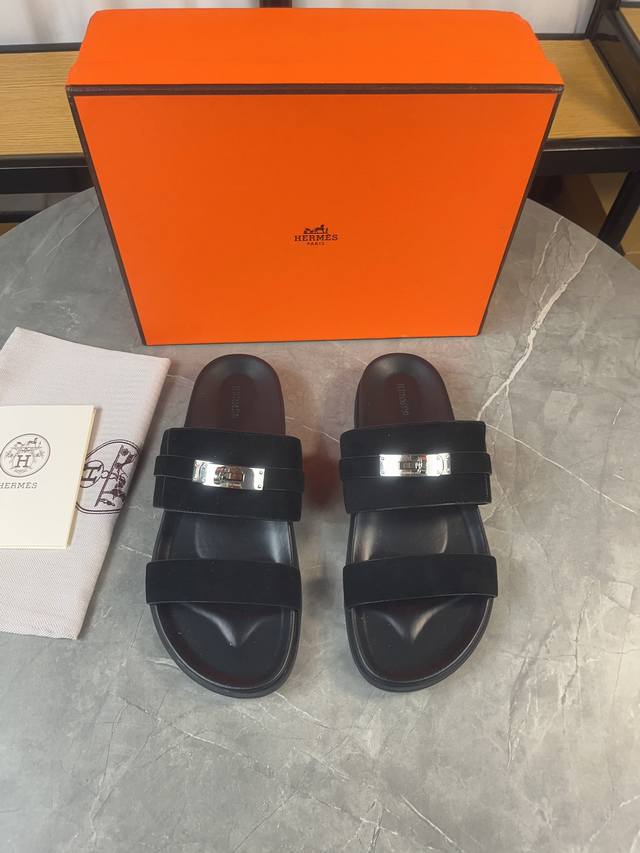 H classic couple belt buckle slippers Hermes Spring and Summer Sandals Series! T