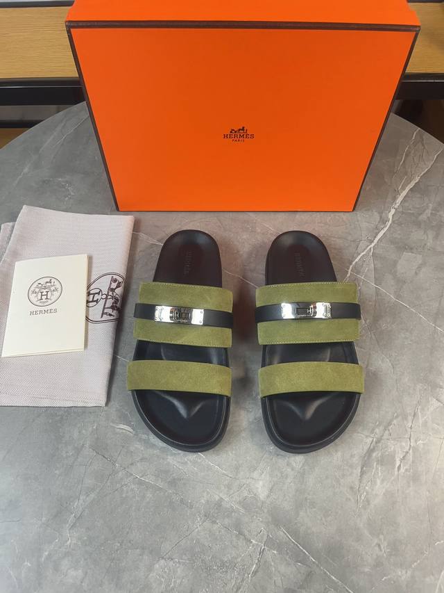 H classic couple belt buckle slippers Hermes Spring and Summer Sandals Series! T