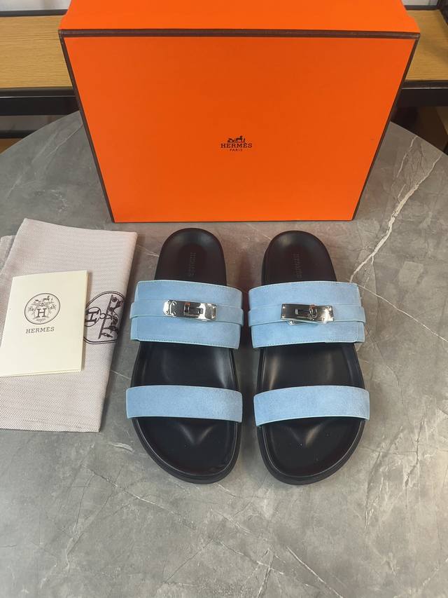 H classic couple belt buckle slippers Hermes Spring and Summer Sandals Series! T