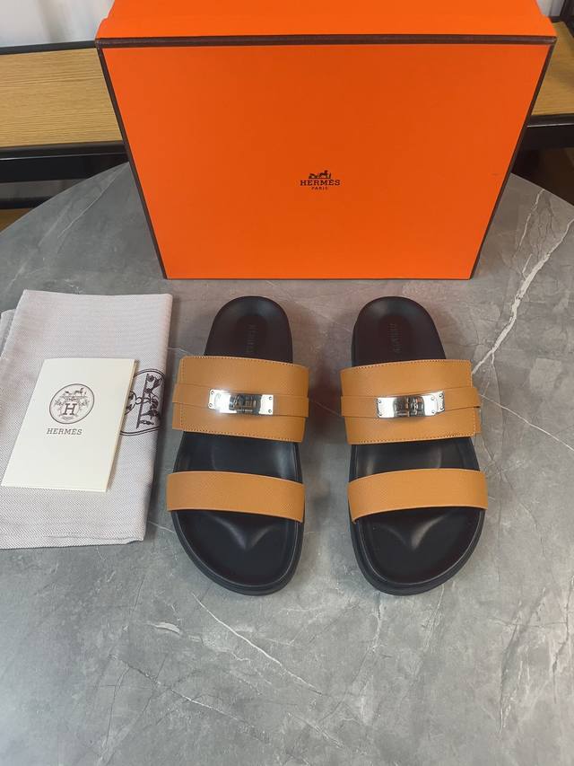H classic couple belt buckle slippers Hermes Spring and Summer Sandals Series! T