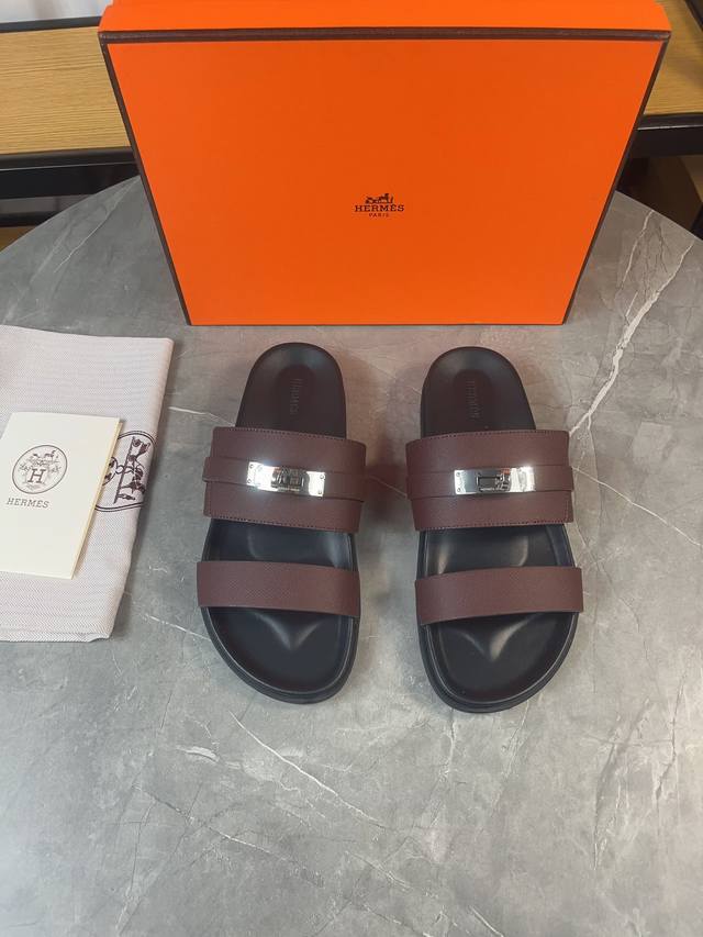 H classic couple belt buckle slippers Hermes Spring and Summer Sandals Series! T