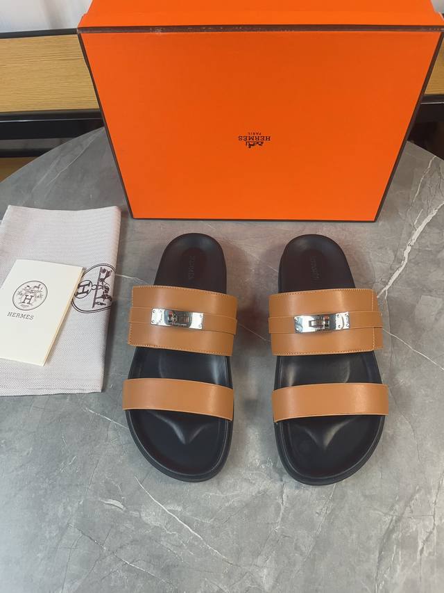 H classic couple belt buckle slippers Hermes Spring and Summer Sandals Series! T
