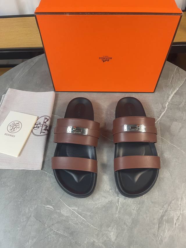 H classic couple belt buckle slippers Hermes Spring and Summer Sandals Series! T