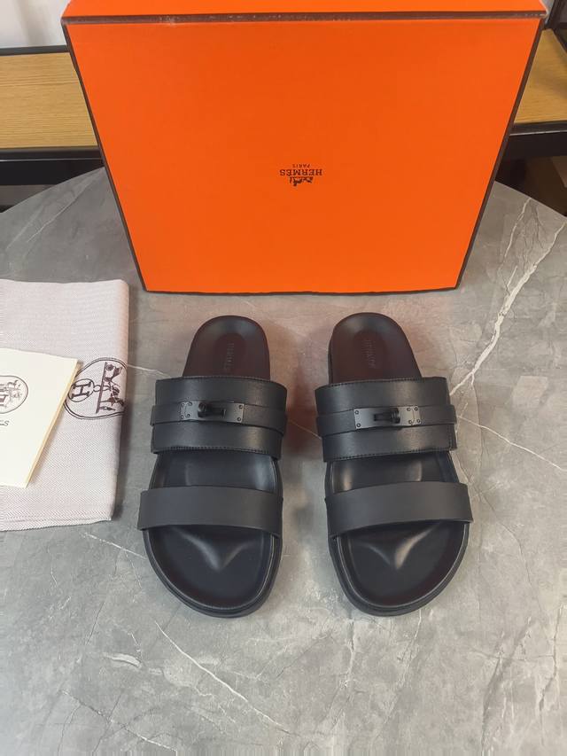 H classic couple belt buckle slippers Hermes Spring and Summer Sandals Series! T