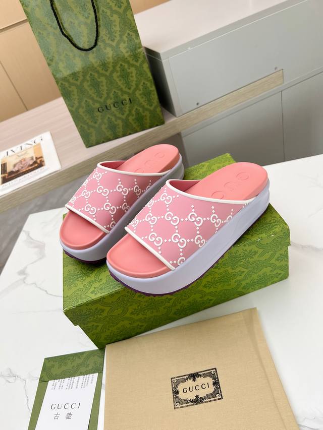 Gucci counter new limited edition top counter Gucci ice cream thick-soled slippe