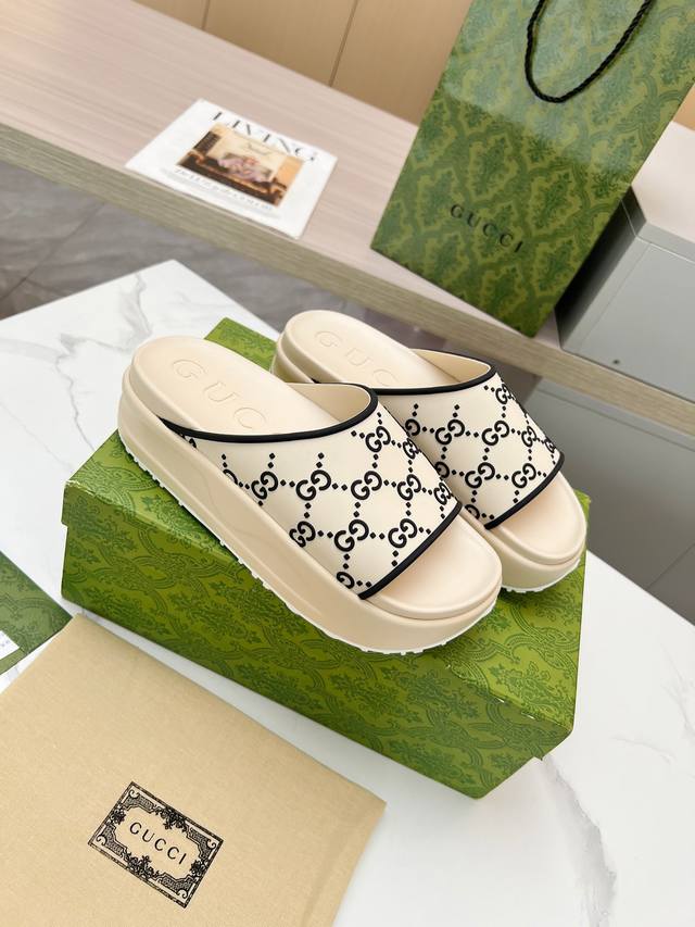 Gucci counter new limited edition top counter Gucci ice cream thick-soled slippe