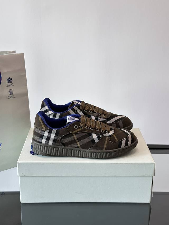 B Burberry 2025Ss men's classic low-top checkered canvas sneakers, reinterpreted