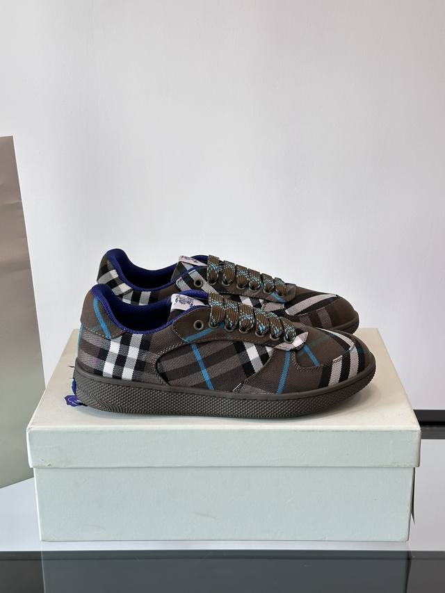 B Burberry 2025Ss men's classic low-top checkered canvas sneakers, reinterpreted